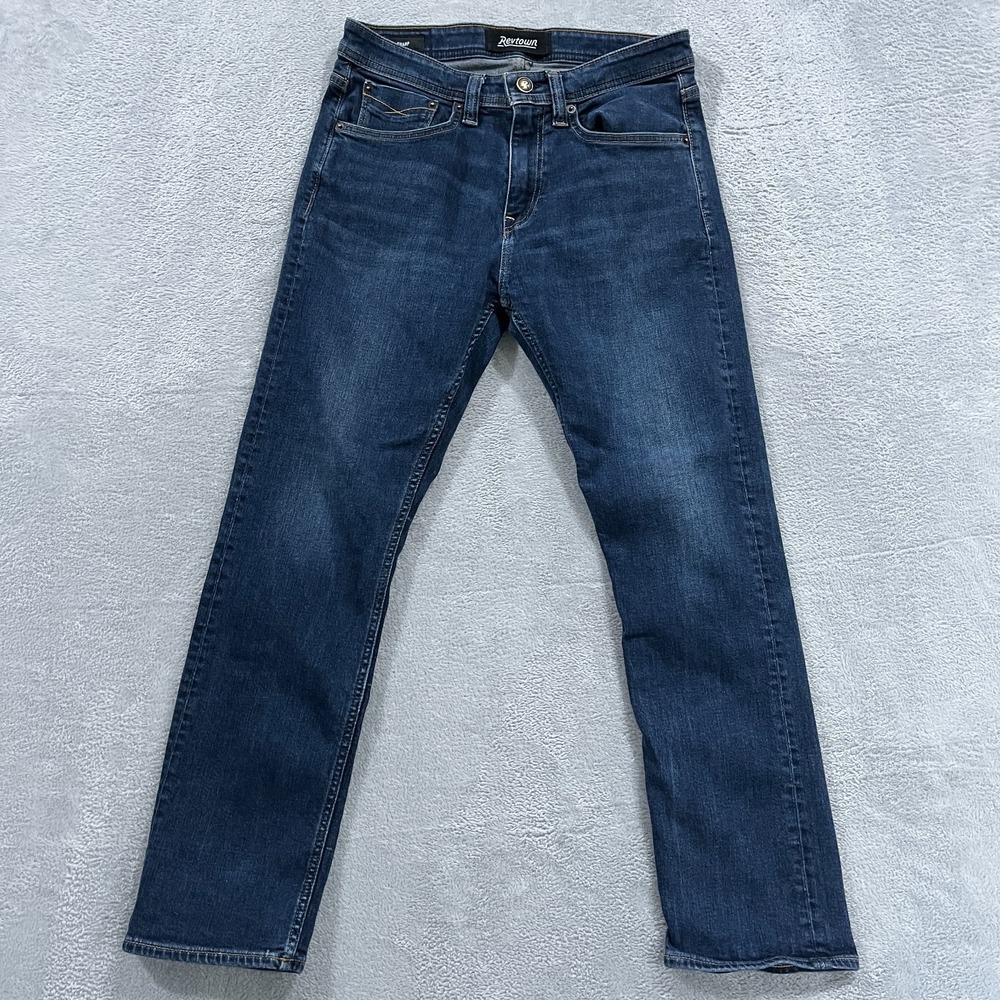 Revtown Jeans Mens 30x28 Blue Sharp Slim Straight Denim Southwestern Y2K Stretch